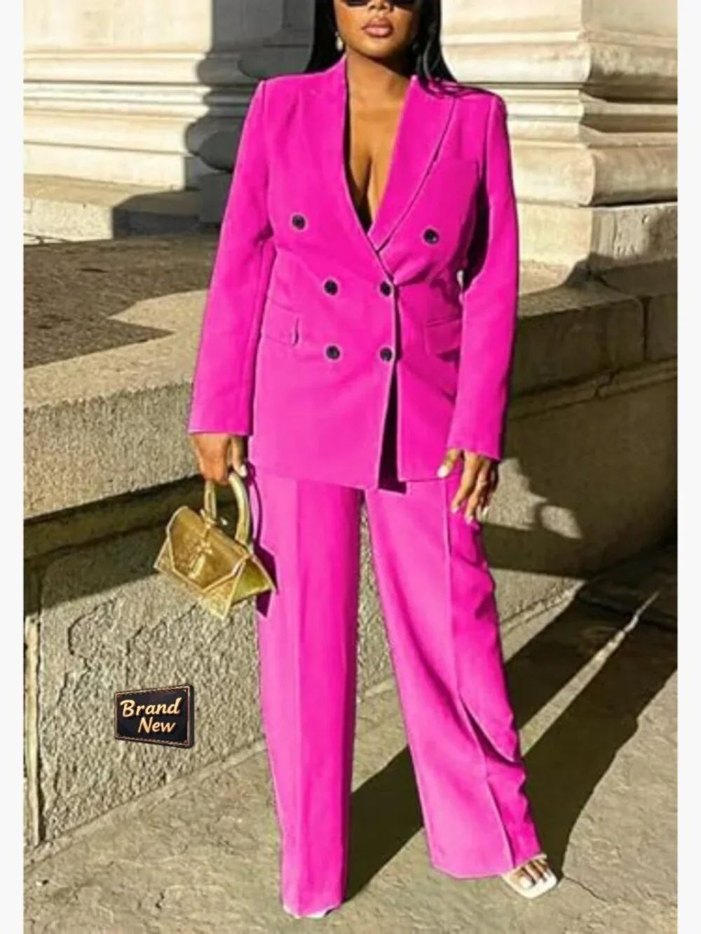 Business Casual Suit Set Blazer and Straight Leg Pants